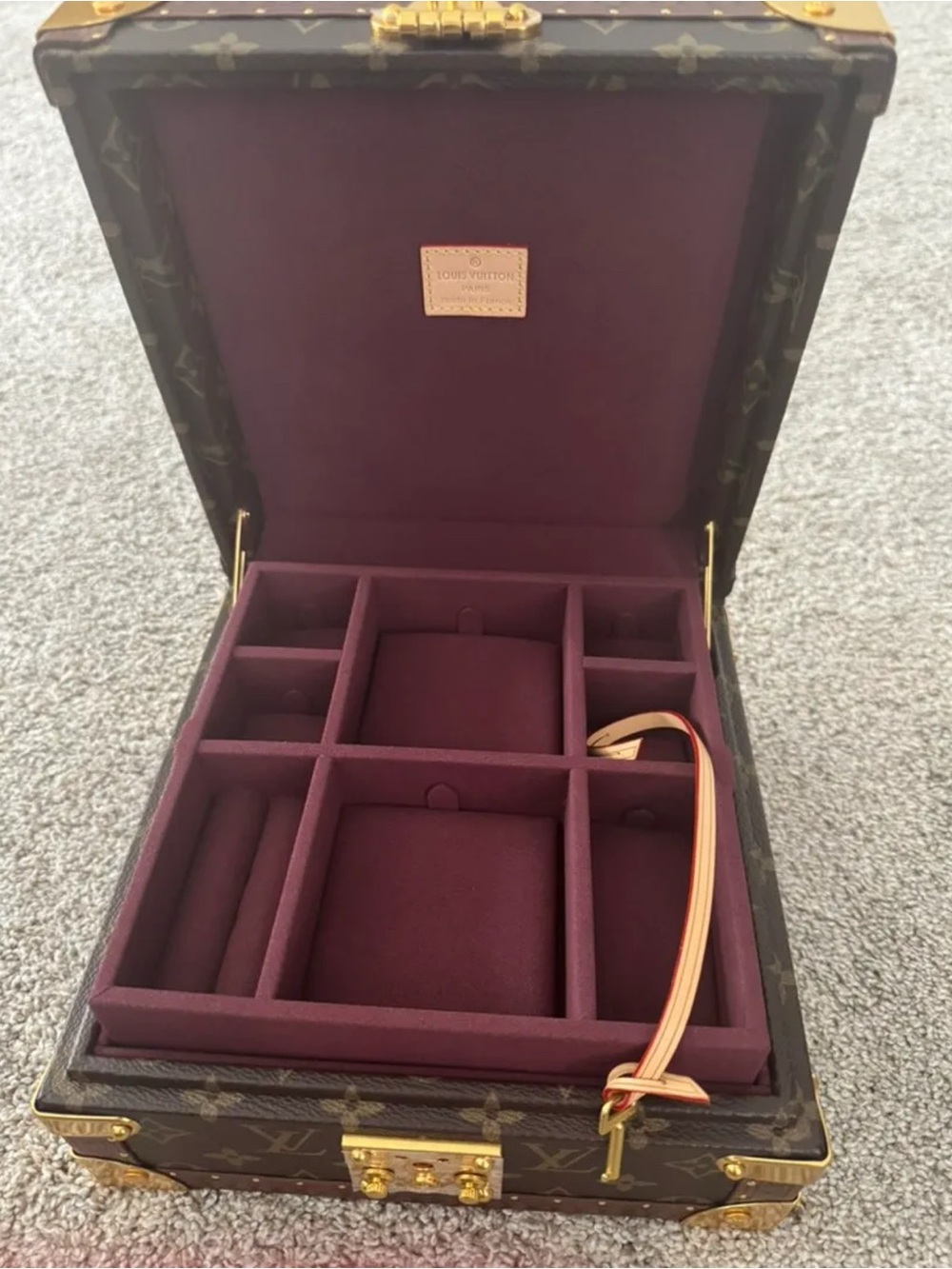 Louis Vuitton Jewelry Case with Burgundy Lining and Gold Hardware